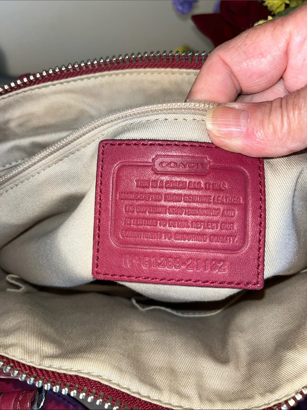 Coach Fuchsia Leather Shoulder Bag with Tassel Charm